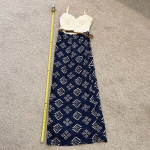 Lily Rose Cream and Blue Maxi Dress